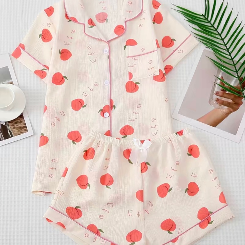 Peach Print Pajama Set